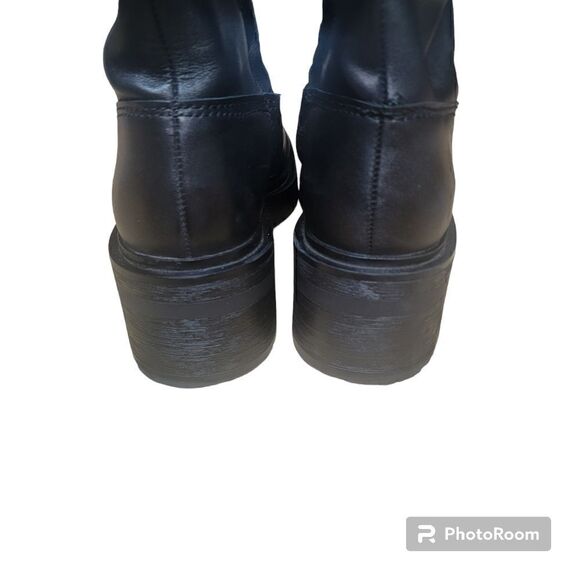 Zara Black Leather Chunky Heel Platform Ankle Boots. Size 10. - Picture 11 of 13